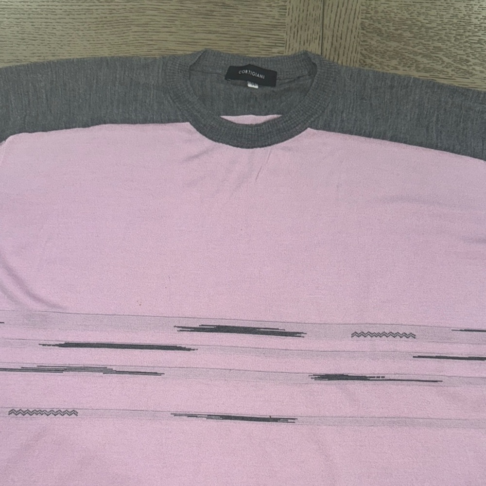 Pink and Gray Men's Sweater